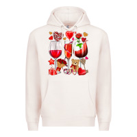 Pale Pink valentines day wine glasses Premium Hoodie - NancyCooperArtShop