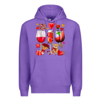 Purple valentines day wine glasses Premium Hoodie - NancyCooperArtShop