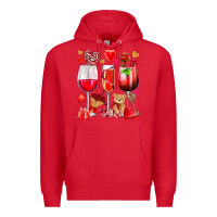 Red valentines day wine glasses Premium Hoodie - NancyCooperArtShop