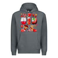 Rock valentines day wine glasses Premium Hoodie - NancyCooperArtShop