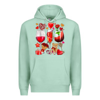 Seafoam valentines day wine glasses Premium Hoodie - NancyCooperArtShop