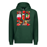 Sports Green valentines day wine glasses Premium Hoodie - NancyCooperArtShop