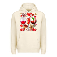 Tofu valentines day wine glasses Premium Hoodie - NancyCooperArtShop