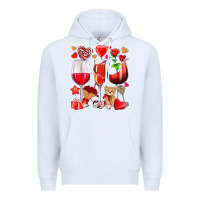 White valentines day wine glasses Premium Hoodie - NancyCooperArtShop
