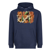 Navy horseshoe cowhide cactus background Heavyweight Hoodie - AdoDesignShop