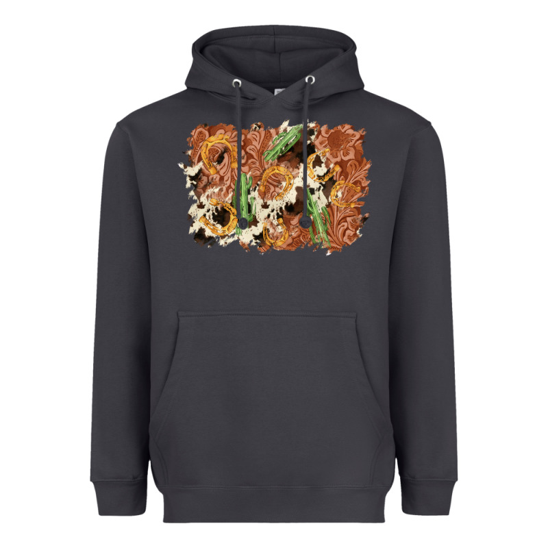 Horseshoe Cowhide Cactus Background Heavyweight Hoodie by AdoDesignShop | Teevron
