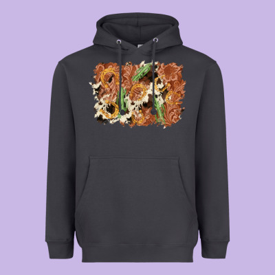Horseshoe Cowhide Cactus Background Heavyweight Hoodie Designed By Adodesignshop