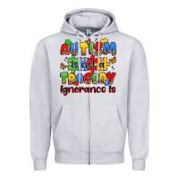 Heather Grey autism is not a tragedy ignorance is Zipper Hoodie - JahusDesignShop