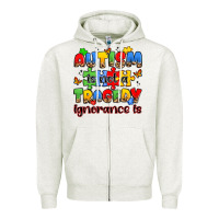 Oatmeal Heather autism is not a tragedy ignorance is Zipper Hoodie - JahusDesignShop