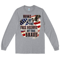 Heather Grey Home of the free because of the brave 4th of july Long Sleeve Tee - CowGirlArtShop
