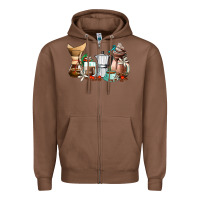 Chestnut coffee tools coffee cups Zipper Hoodie - AdoDesignShop