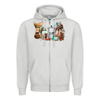 Dove Grey coffee tools coffee cups Zipper Hoodie - AdoDesignShop