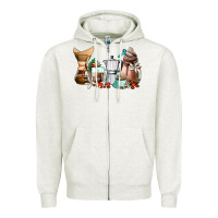 Oatmeal Heather coffee tools coffee cups Zipper Hoodie - AdoDesignShop