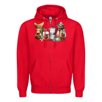 Red coffee tools coffee cups Zipper Hoodie - AdoDesignShop