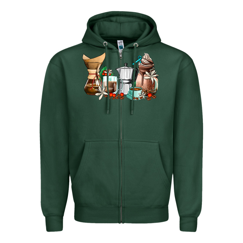 Coffee Tools Coffee Cups Zipper Hoodie by AdoDesignShop | Teevron