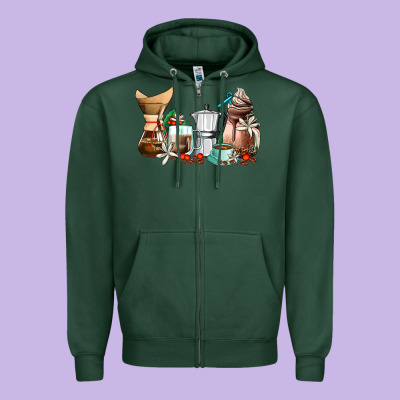Coffee Tools Coffee Cups Zipper Hoodie Designed By Adodesignshop