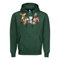 Sports Green coffee tools coffee cups Zipper Hoodie - AdoDesignShop