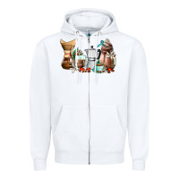 White coffee tools coffee cups Zipper Hoodie - AdoDesignShop