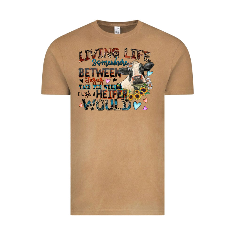 Living Life Somewhere Between Jesus Take The Wheel Vintage Tee by Zillion Design Studio | Teevron