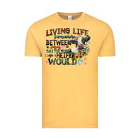 Vintage Mustard living life somewhere between jesus take the wheel Vintage Tee - Zillion Design Studio