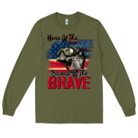 Army Green Home of the free because of the brave 4th of july Long Sleeve Tee - CowGirlArtShop