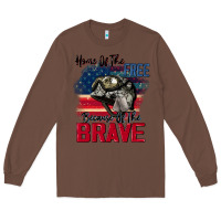 Chestnut Home of the free because of the brave 4th of july Long Sleeve Tee - CowGirlArtShop