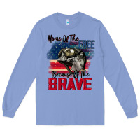 Colony Blue Home of the free because of the brave 4th of july Long Sleeve Tee - CowGirlArtShop