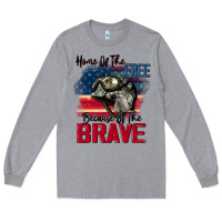 Heather Grey Home of the free because of the brave 4th of july Long Sleeve Tee - CowGirlArtShop