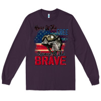 Plum Home of the free because of the brave 4th of july Long Sleeve Tee - CowGirlArtShop