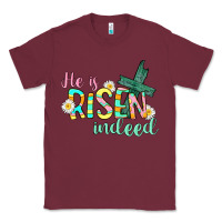 Burgundy He is risen indeed Easter Classic Tee - CowGirlArtShop
