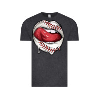 Vintage Black sports lips baseball Vintage Tee - texasbilliewilder