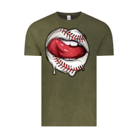 Vintage Olive sports lips baseball Vintage Tee - texasbilliewilder