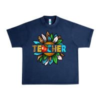 Navy teacher sunflower tbw Urban Heavy Tee - texasbilliewilder