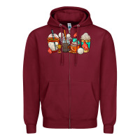 Burgundy volleyball coffee cups Zipper Hoodie - AdoDesignShop