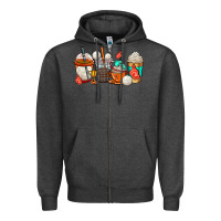 Charcoal Heather volleyball coffee cups Zipper Hoodie - AdoDesignShop