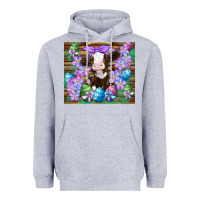 Heather Grey easter cow eggs flowers daisys Heavyweight Hoodie - Artiststas