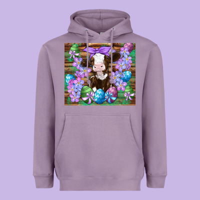 Easter Cow Eggs Flowers Daisys Heavyweight Hoodie Designed By Artiststas