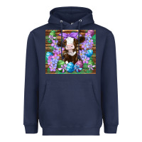 Navy easter cow eggs flowers daisys Heavyweight Hoodie - Artiststas