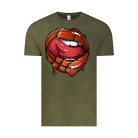 Vintage Olive sports lips basketball Vintage Tee - texasbilliewilder