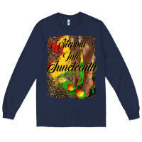 Navy steppin'  into juneteenth Long Sleeve Tee - HRA Design Shop