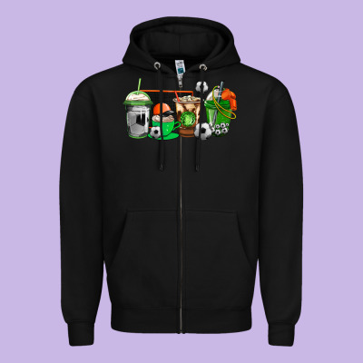 Soccer Coffee Cups Zipper Hoodie Designed By Adodesignshop