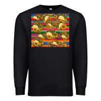 Black tacos and sunflowers with serape leopard background Premium Sweatshirt - BarkalooDesign