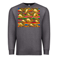 Charcoal Heather tacos and sunflowers with serape leopard background Premium Sweatshirt - BarkalooDesign