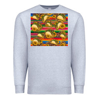 Heather Grey tacos and sunflowers with serape leopard background Premium Sweatshirt - BarkalooDesign