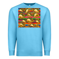 Ocean Blue tacos and sunflowers with serape leopard background Premium Sweatshirt - BarkalooDesign