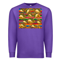 Purple tacos and sunflowers with serape leopard background Premium Sweatshirt - BarkalooDesign