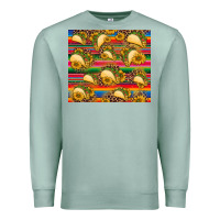 Seafoam tacos and sunflowers with serape leopard background Premium Sweatshirt - BarkalooDesign