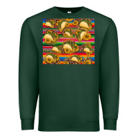 Sports Green tacos and sunflowers with serape leopard background Premium Sweatshirt - BarkalooDesign