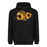 Black sunflower leopard patch Heavyweight Hoodie - AdoDesignShop