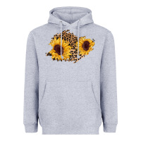 Heather Grey sunflower leopard patch Heavyweight Hoodie - AdoDesignShop